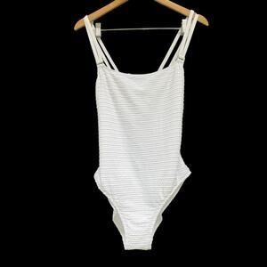 La Blanca Linea Costa Textured White One-Piece Swimsuit  - Size 14